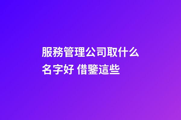 服務管理公司取什么名字好 借鑒這些-第1張-公司起名-玄機派